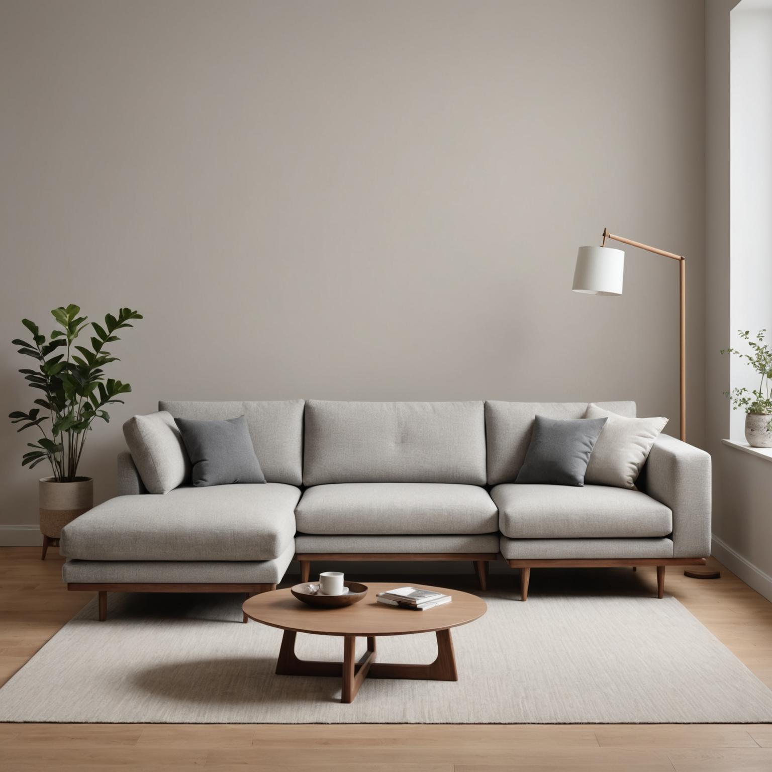 Modular boucle corner sofa in mushroom grey