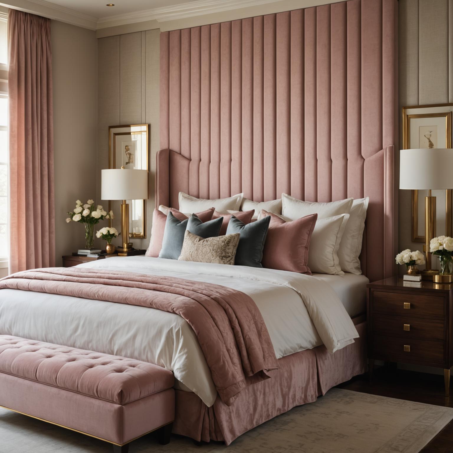 Channel-tufted velvet headboard